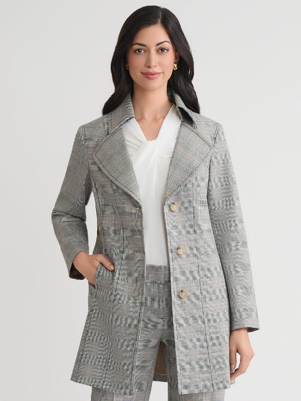Kasper Plus Belted Trench Coat Plaid
