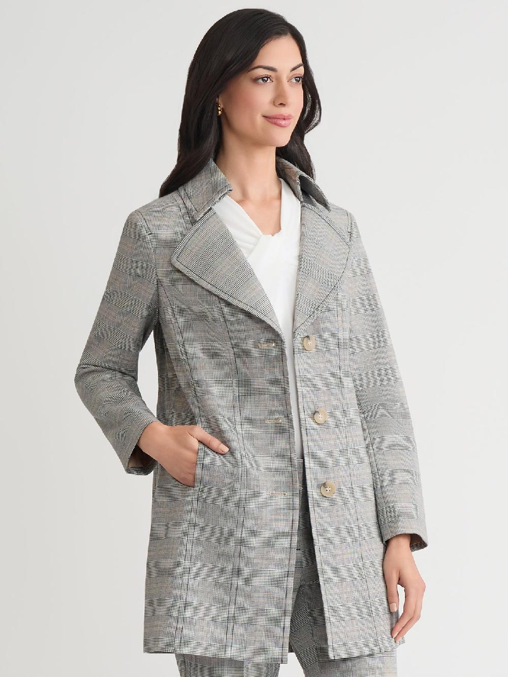 Kasper Plus Belted Trench Coat Plaid