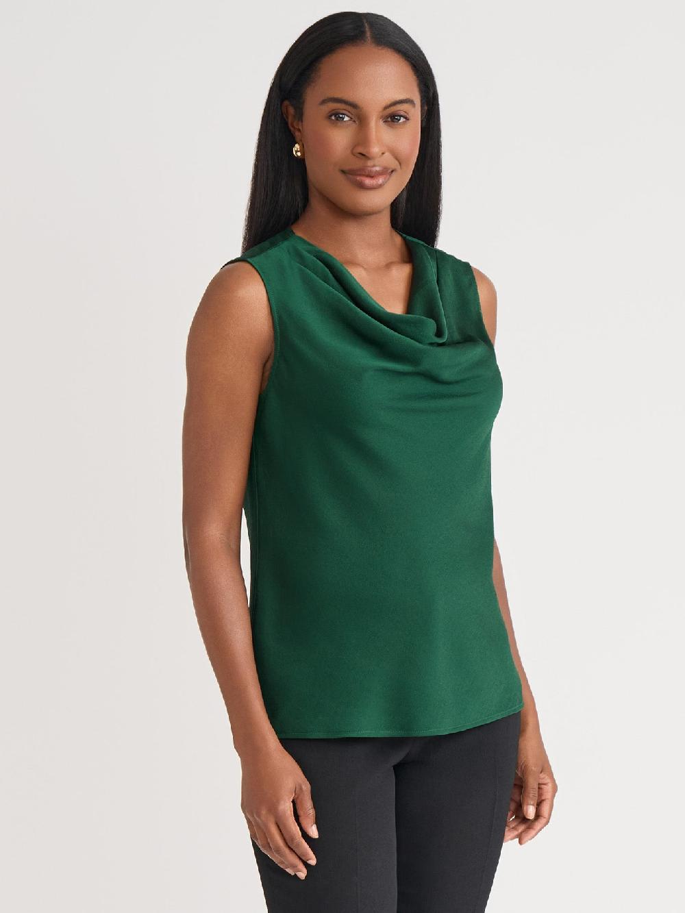 Kasper Plus Cap Sleeve Cowl Neck Top Classic Drape
