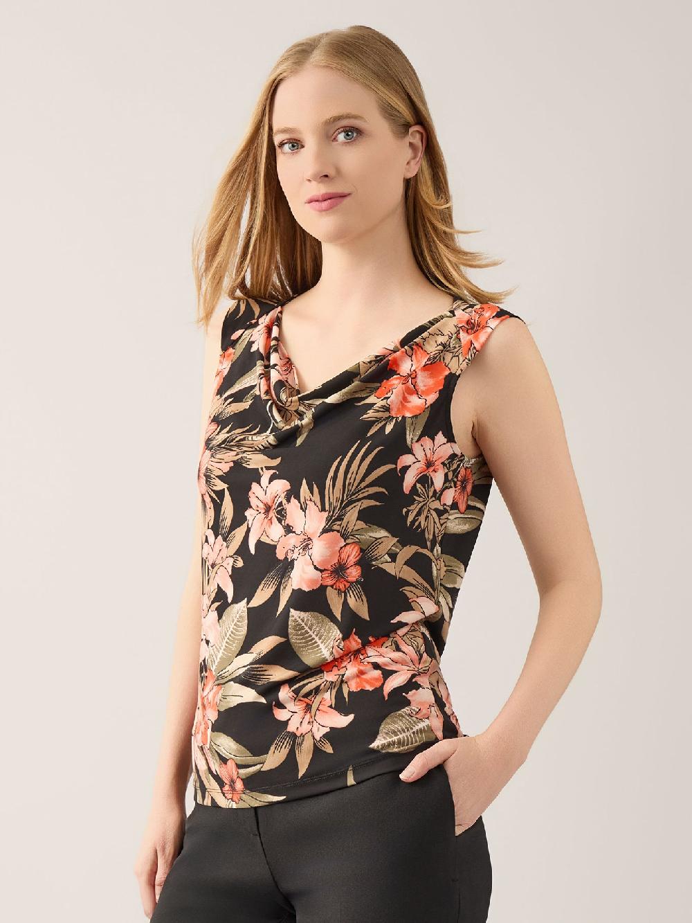 Kasper Plus Cap Sleeve Cowl Neck Top Everyday Knit