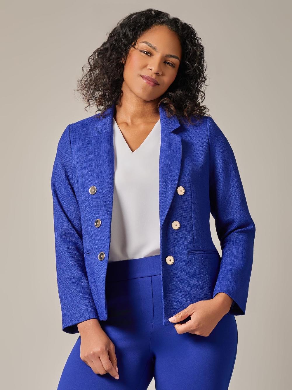 Kasper Plus Double Breasted Jacket Royal Signature