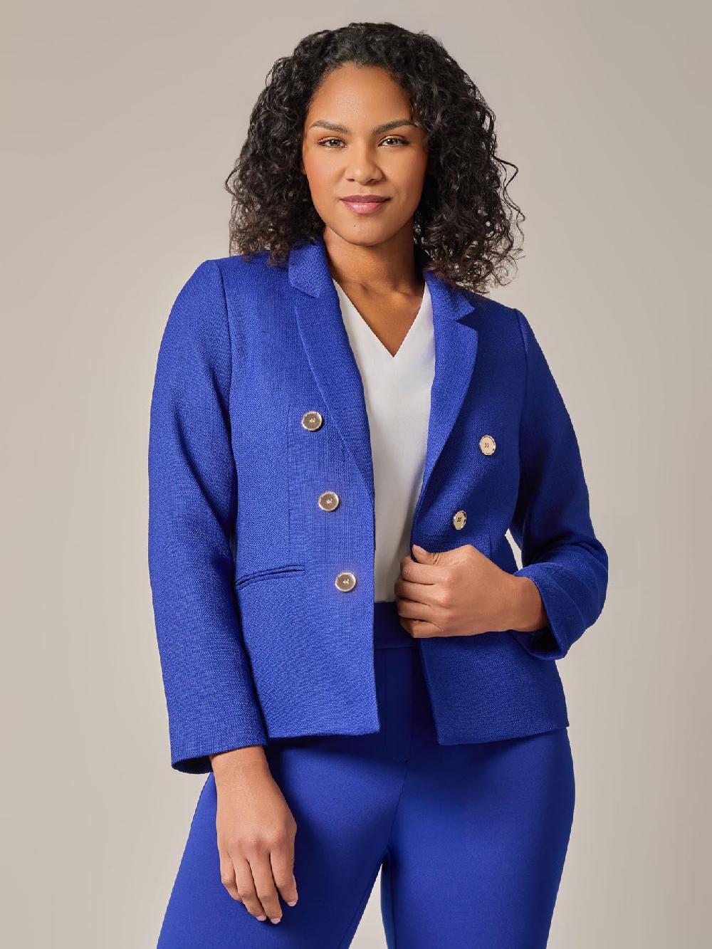 kasper Plus Double Breasted Jacket Royal Signature