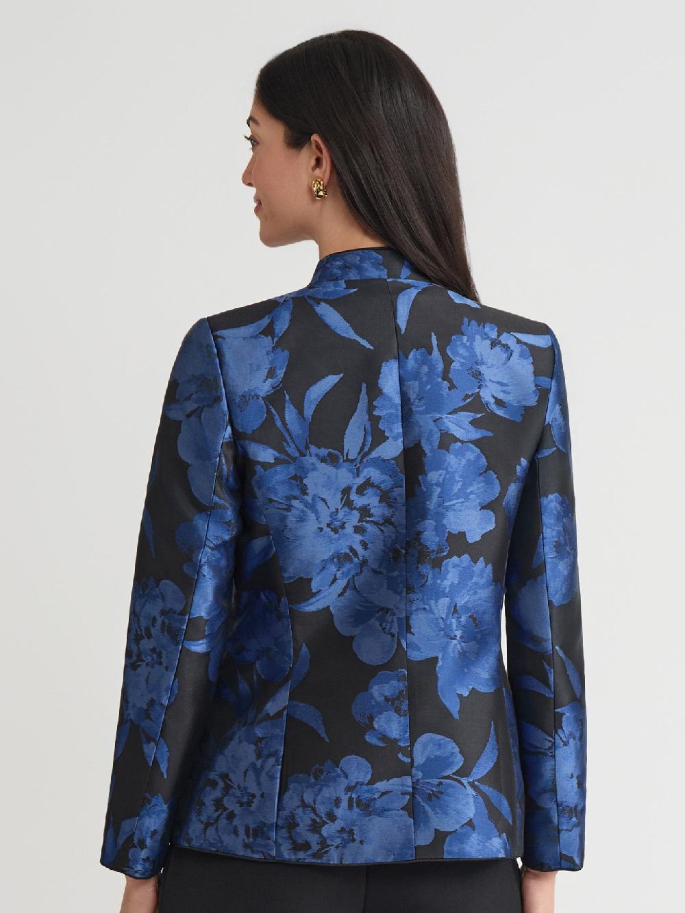 Kasper Plus Floral Jacquard Collarless Jacket