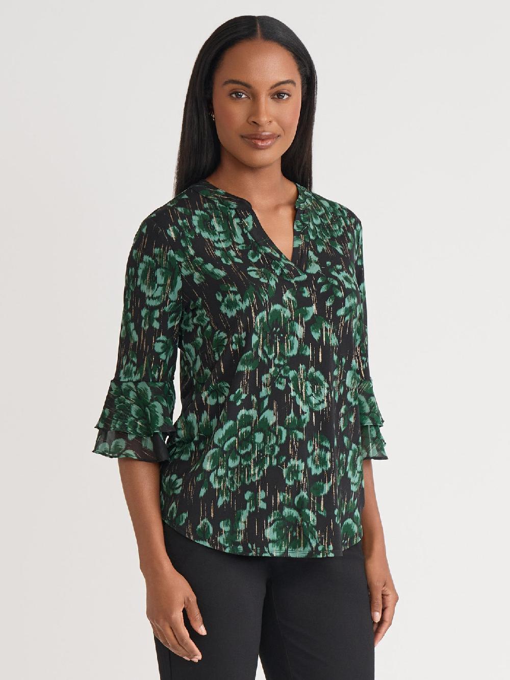 Kasper Plus Flutter Sleeve Blouse Everyday Knit