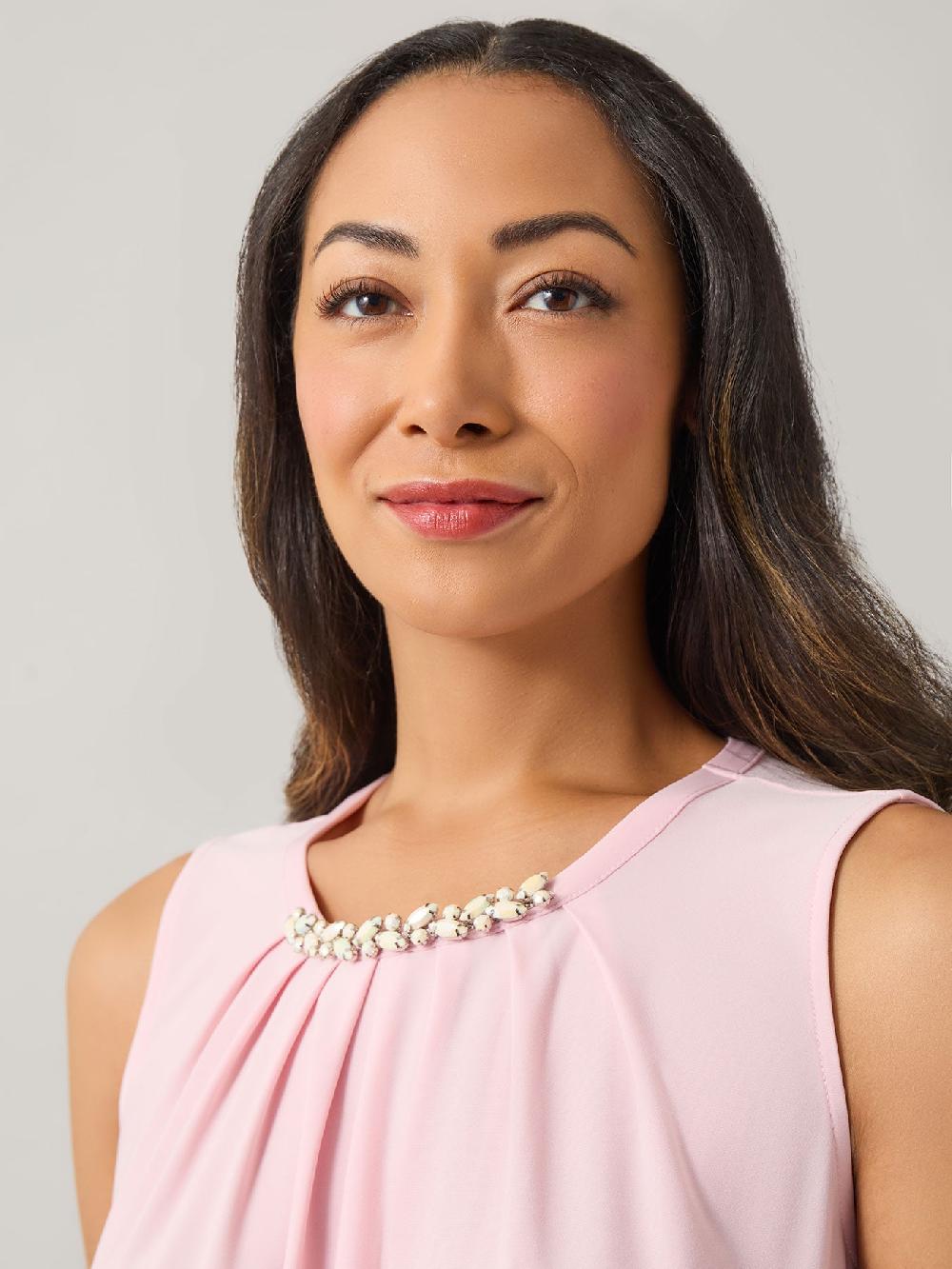 Kasper Plus Jeweled Neck Top Everyday Knit