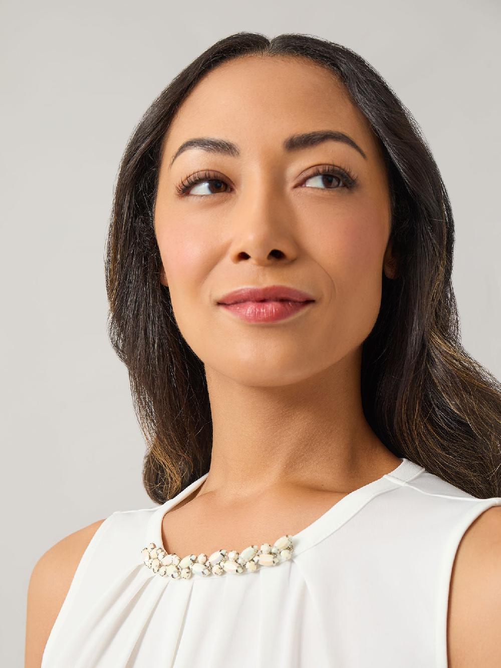 Kasper Plus Jeweled Neck Top Everyday Knit