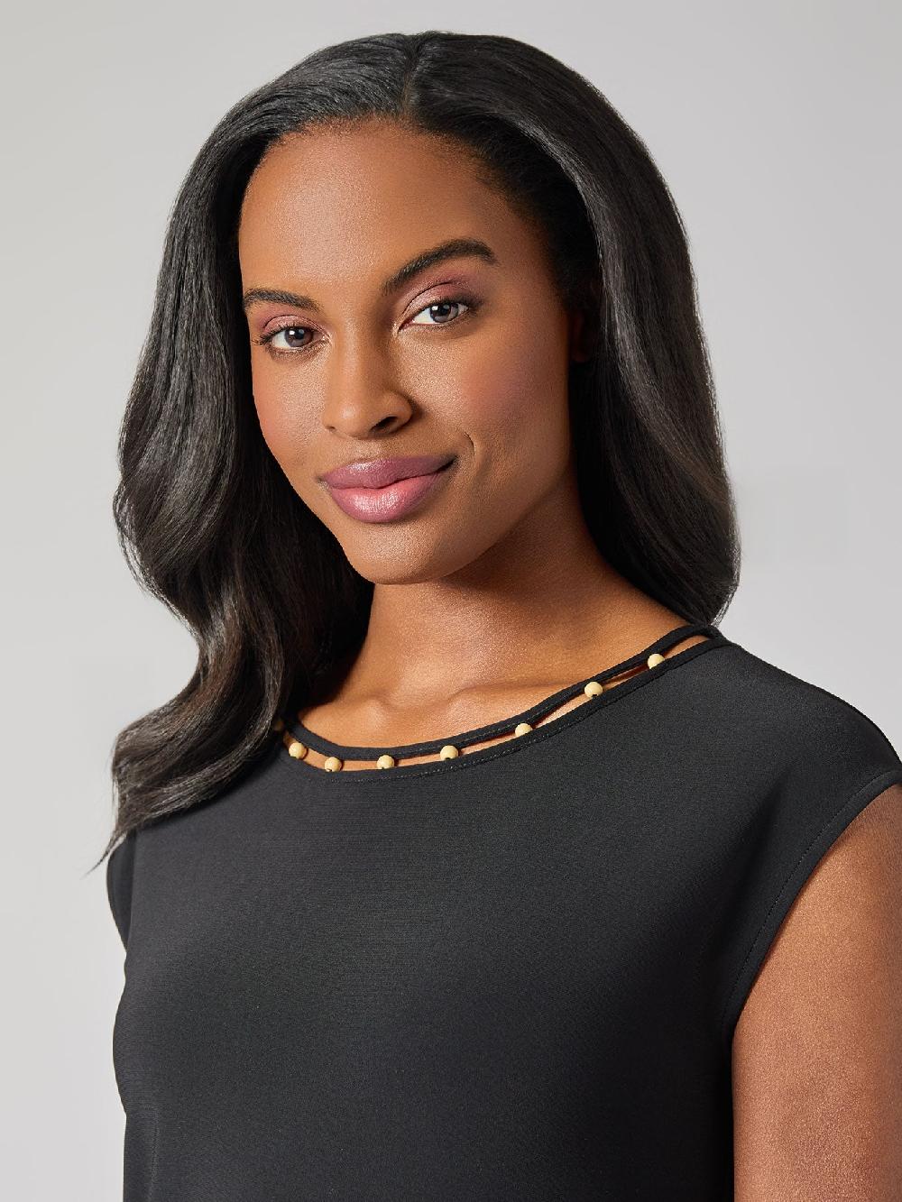 Kasper Plus Jeweled Neck Top Everyday Knit