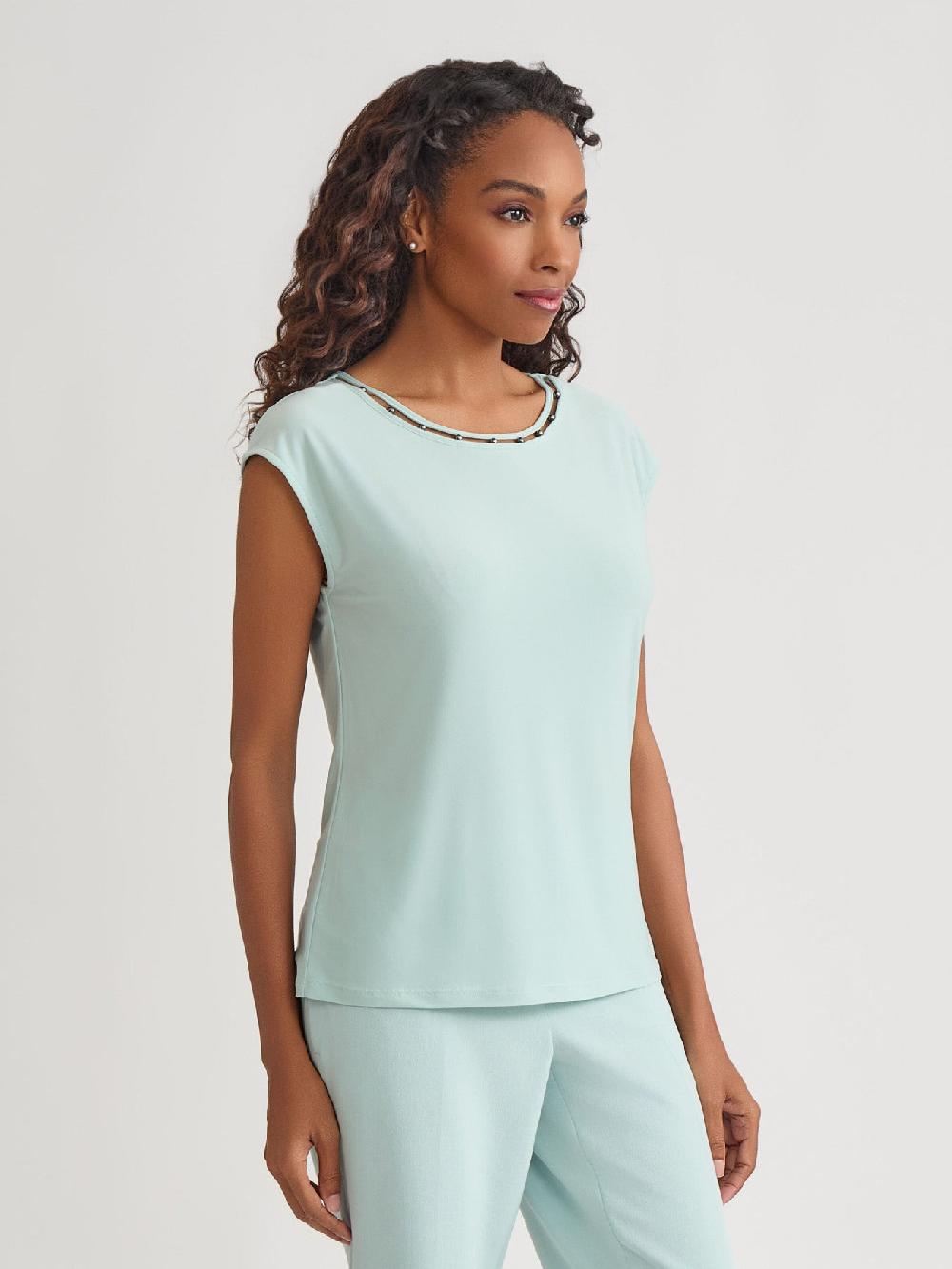 Kasper Plus Jeweled Neck Top Everyday Knit