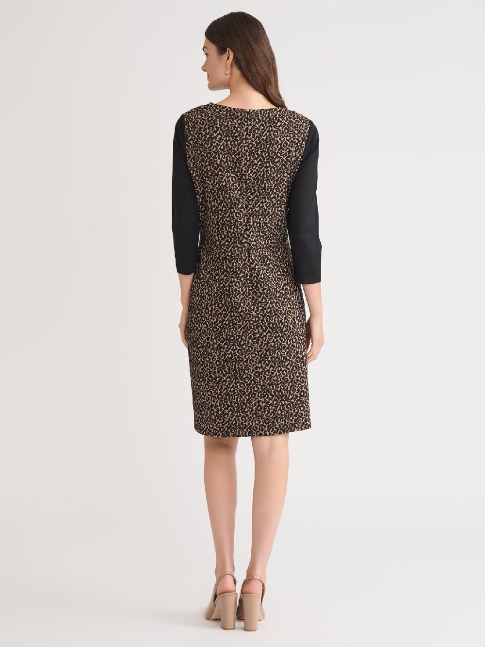 Kasper Plus Leopard Shift Dress Jacquard Knit