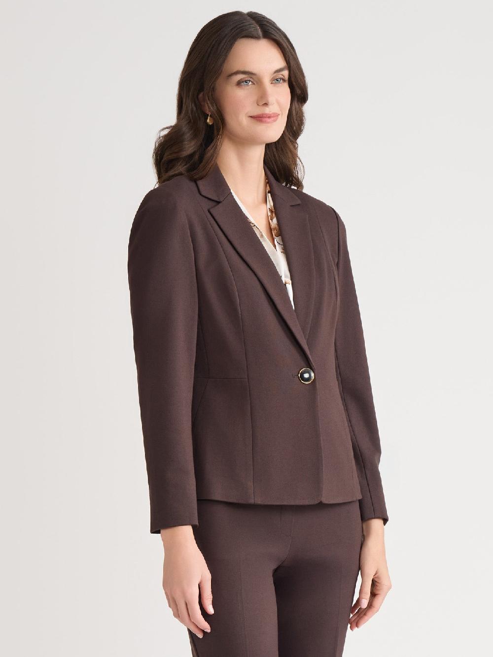 Kasper Plus One Button Jacket Iconic Stretch Crepe