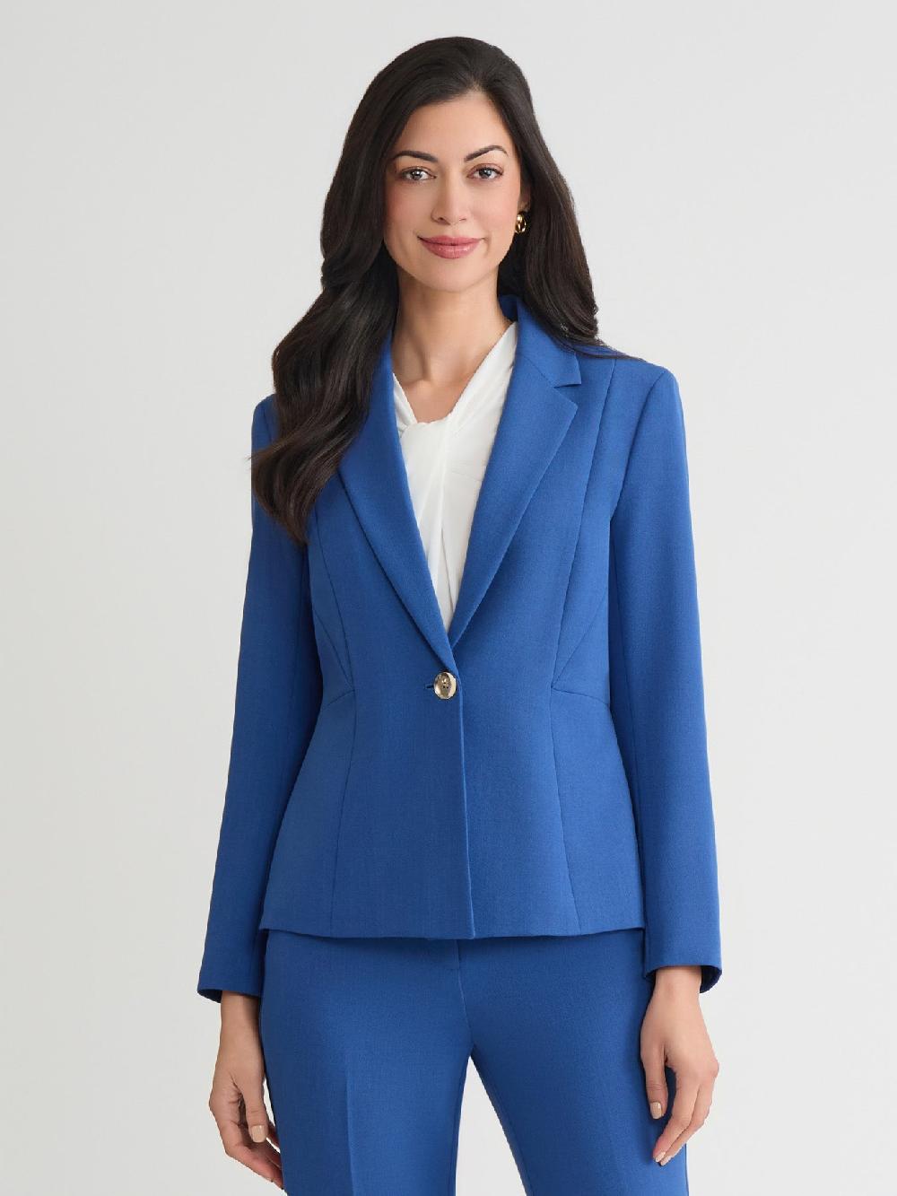 kasper Plus One Button Jacket Iconic Stretch Crepe
