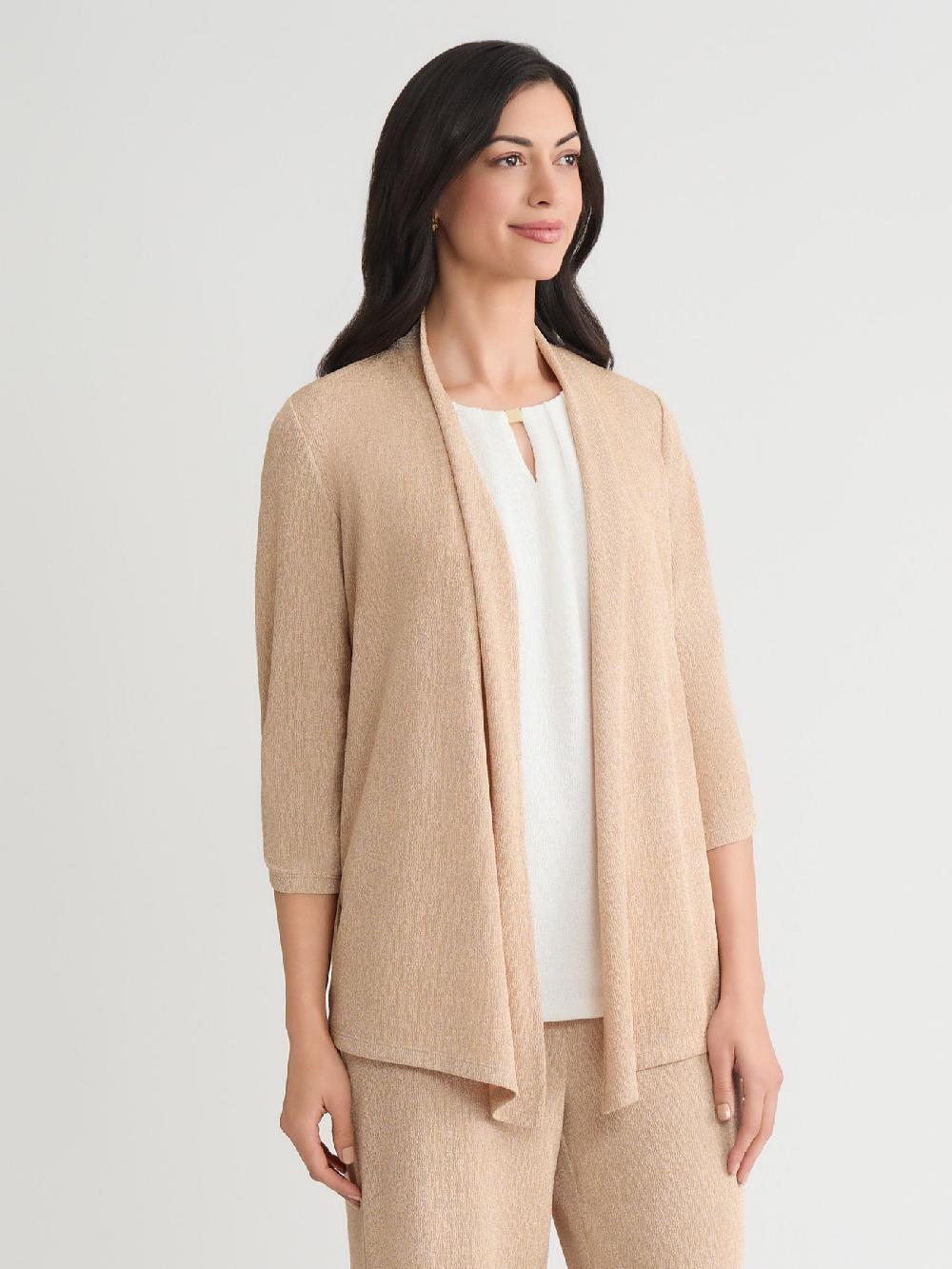 Kasper Plus Open Front Cardigan Shimmer Knit