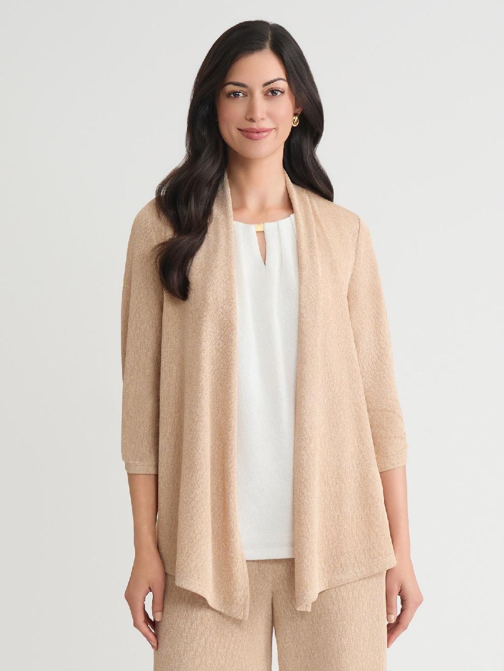 kasper Plus Open Front Cardigan Shimmer Knit