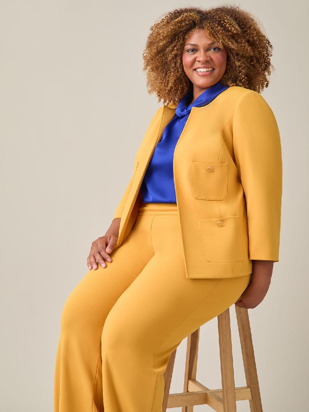 Kasper Plus Patch Pocket Jacket Gold Signature