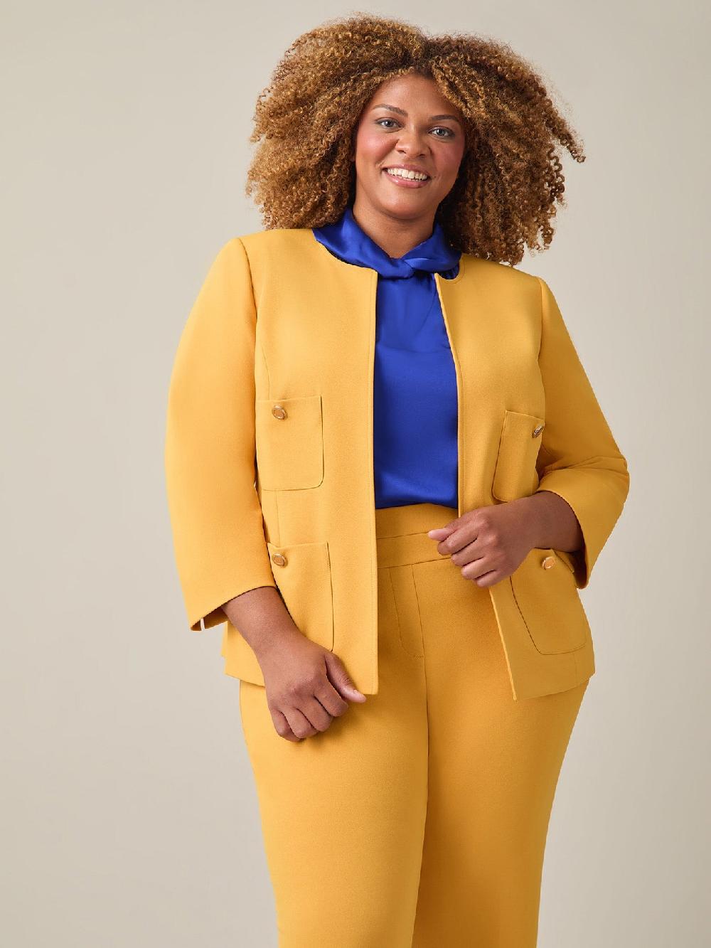 kasper Plus Patch Pocket Jacket Gold Signature