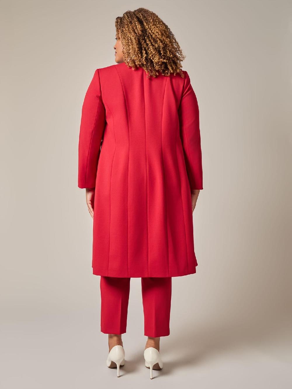 Kasper Plus Piping Detail Topper Crimson/Cream