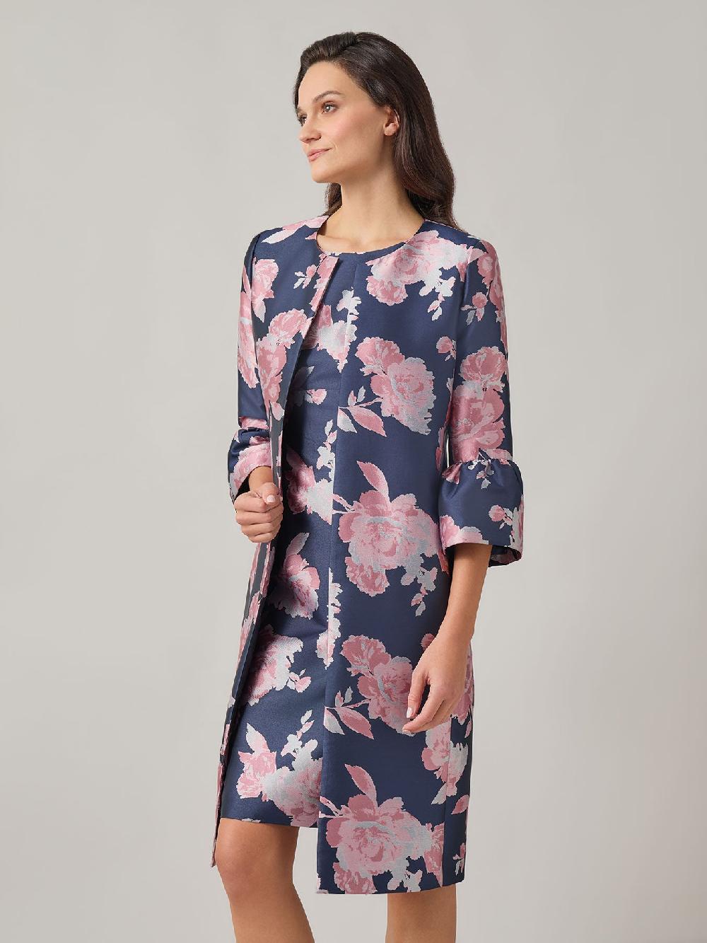 Kasper Plus Ruffle Bell Sleeve Topper Jacquard