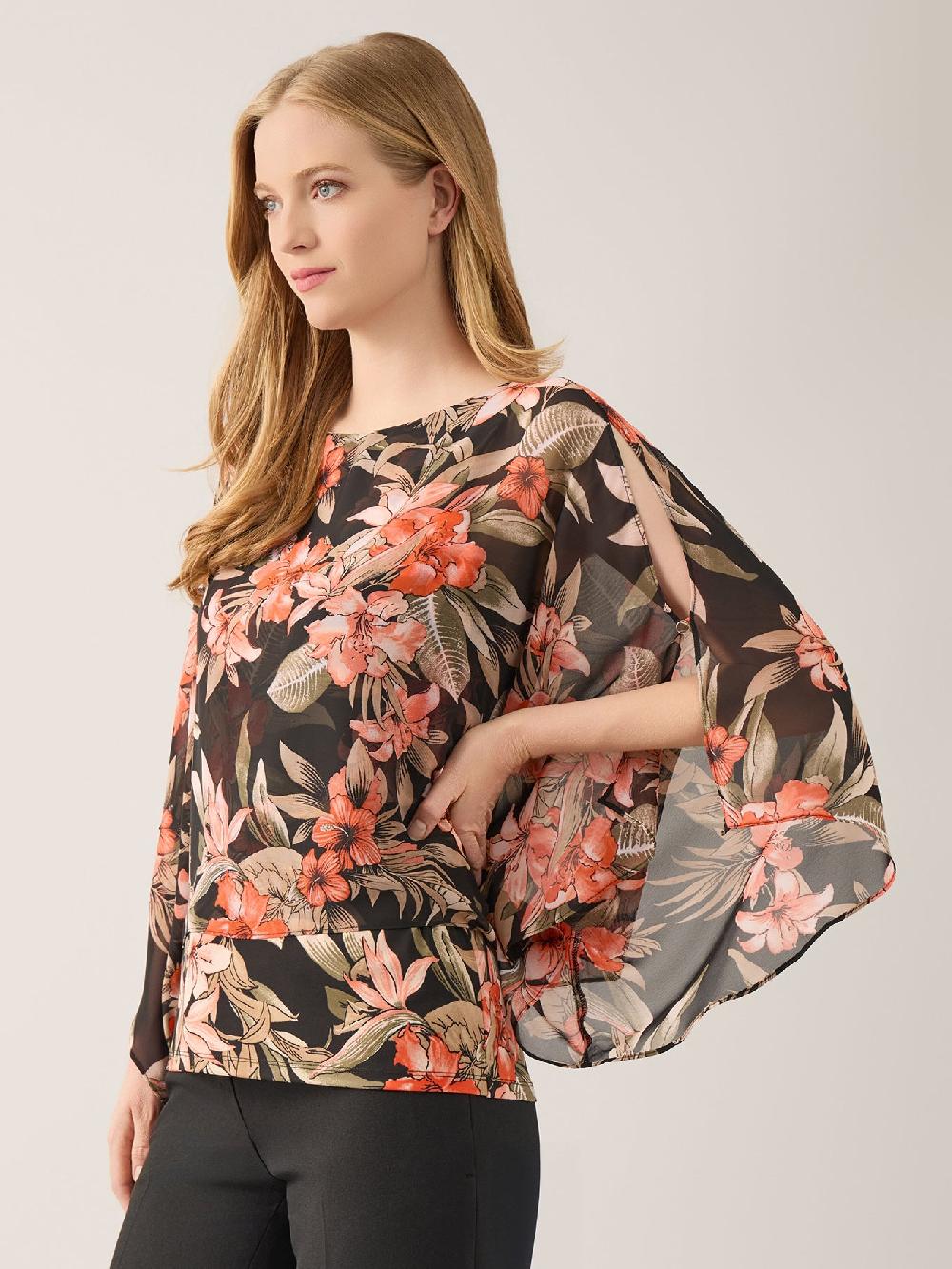 Kasper Plus Split Sleeve Jersey Blouse