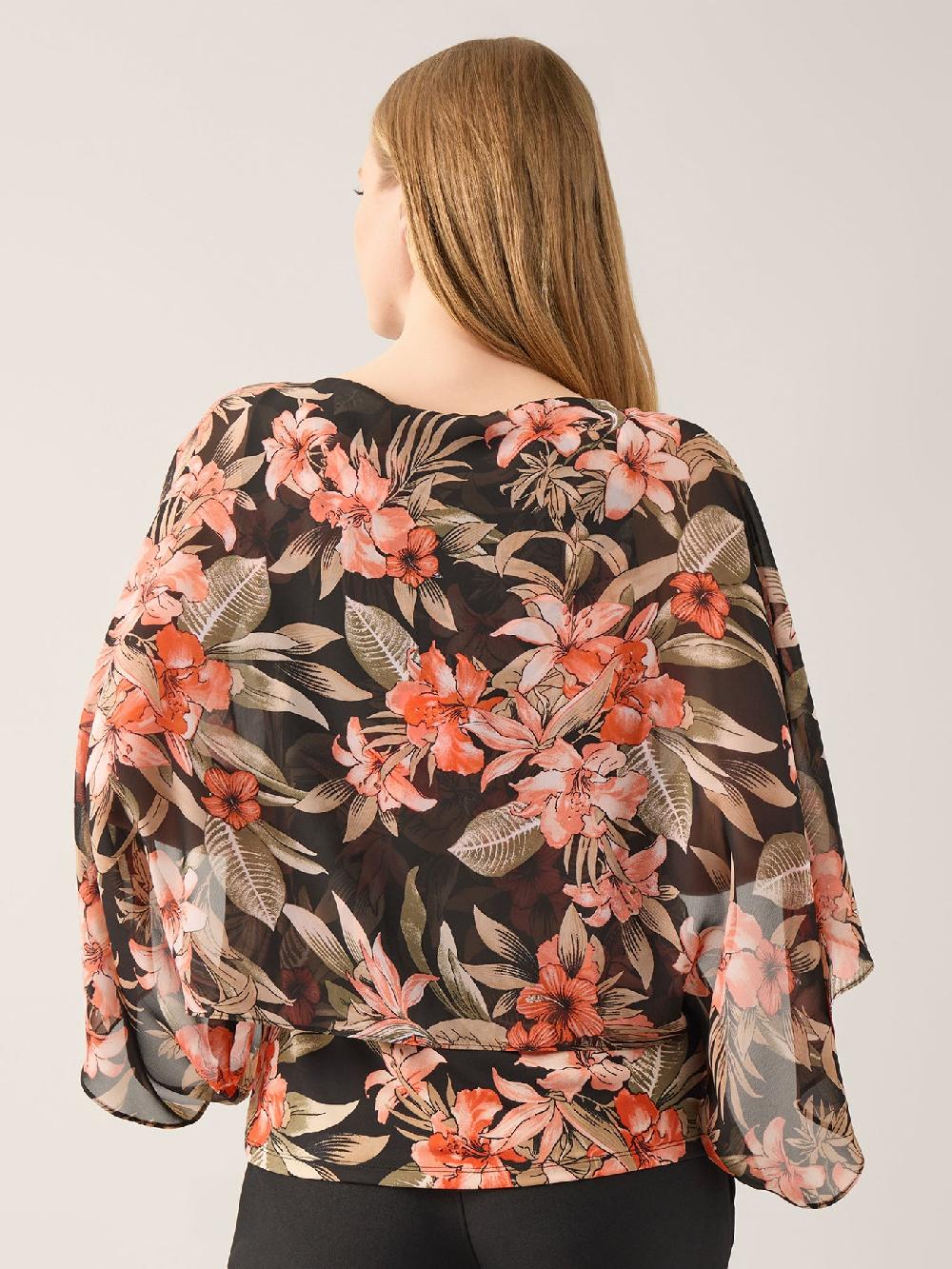 Kasper Plus Split Sleeve Jersey Blouse