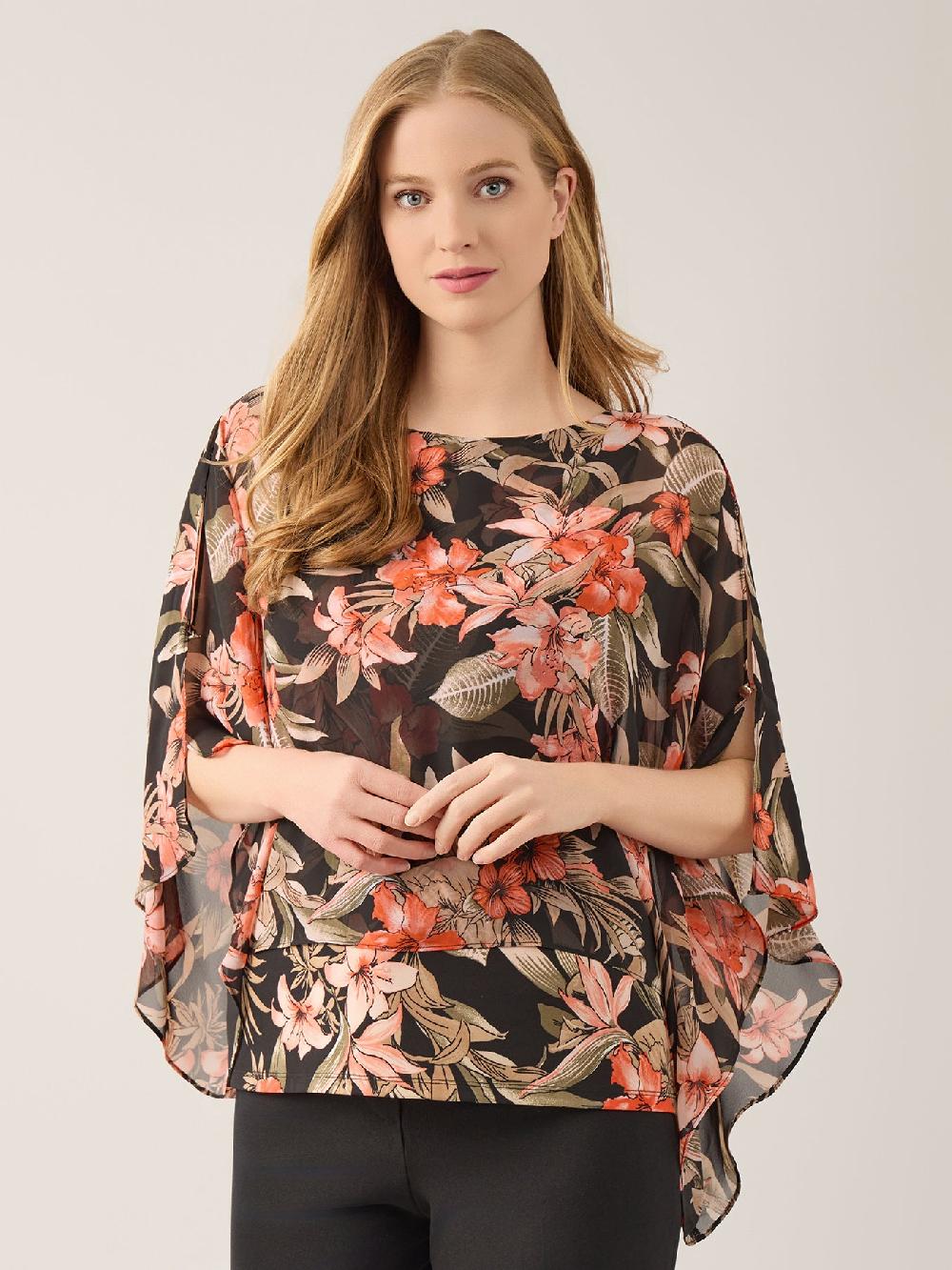 kasper Plus Split Sleeve Jersey Blouse