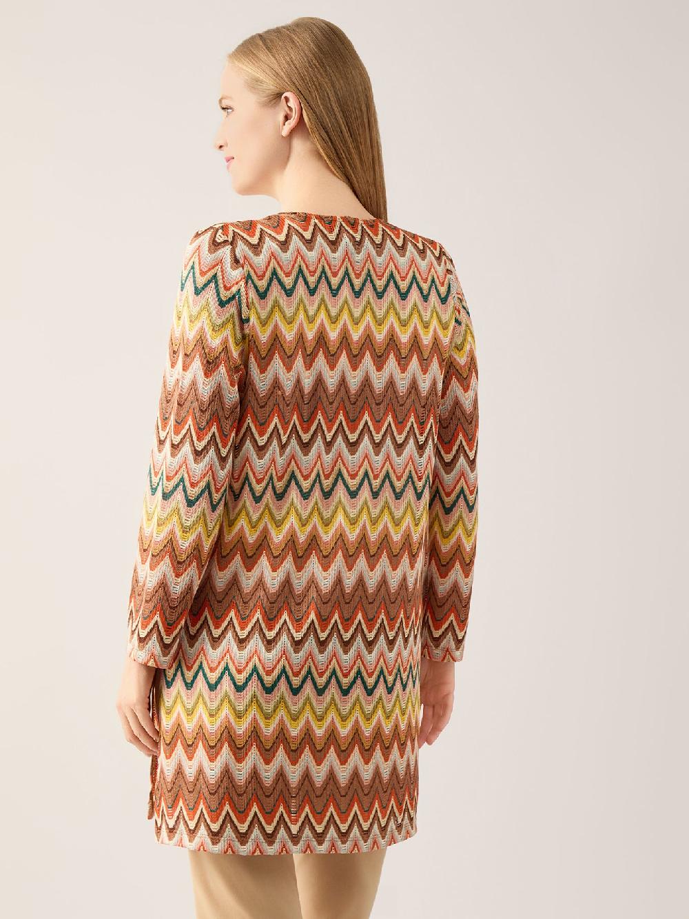 Kasper Plus Tie Front Chevron Knit Cardigan