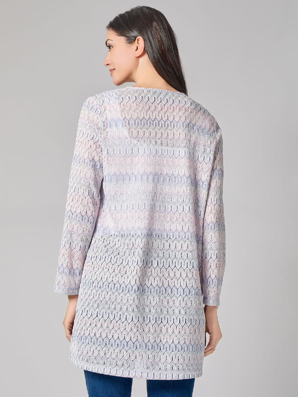 Kasper Plus Tie Front Chevron Knit Cardigan