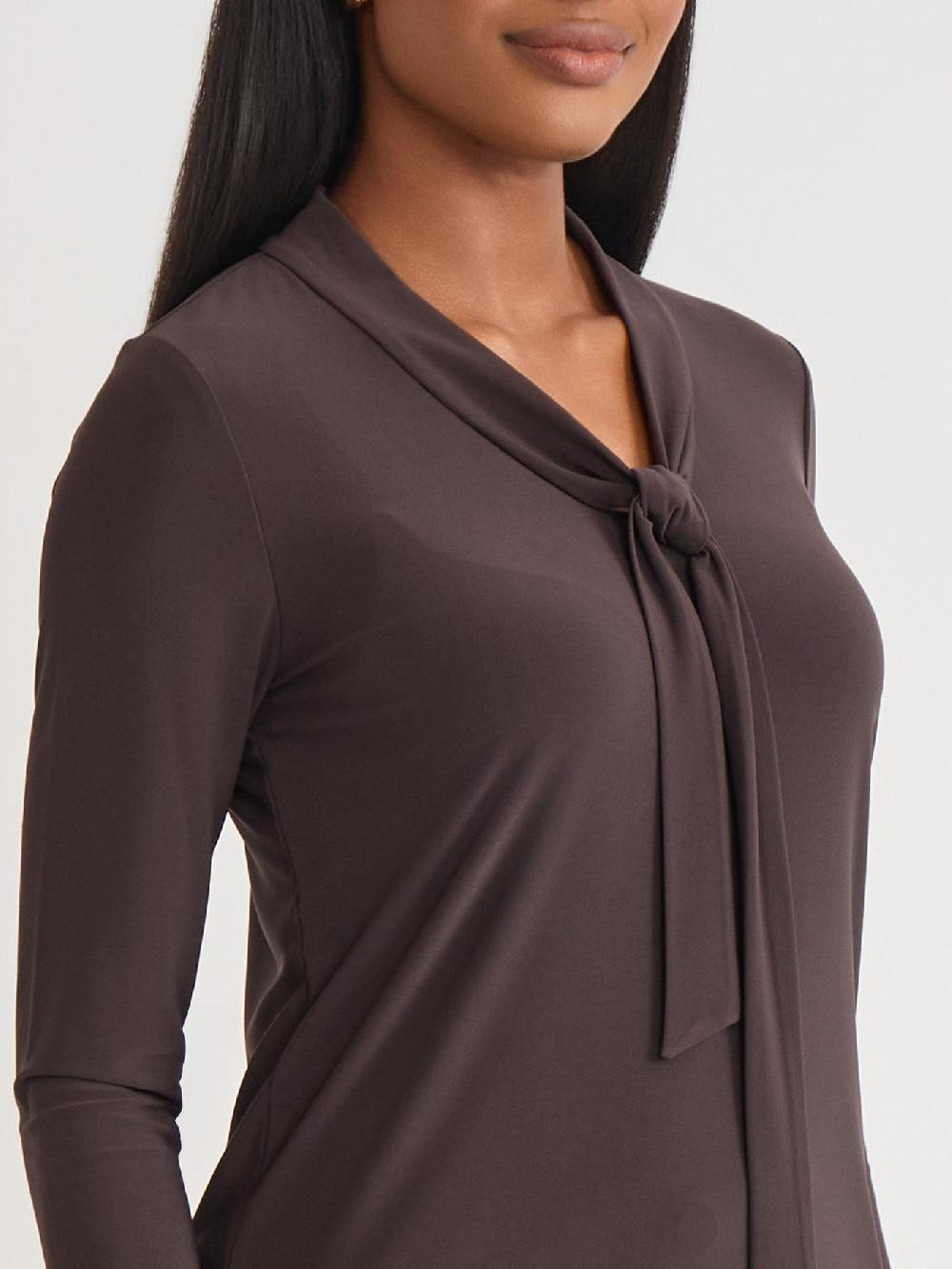 Kasper Plus Tie Neck Top Everyday Knit