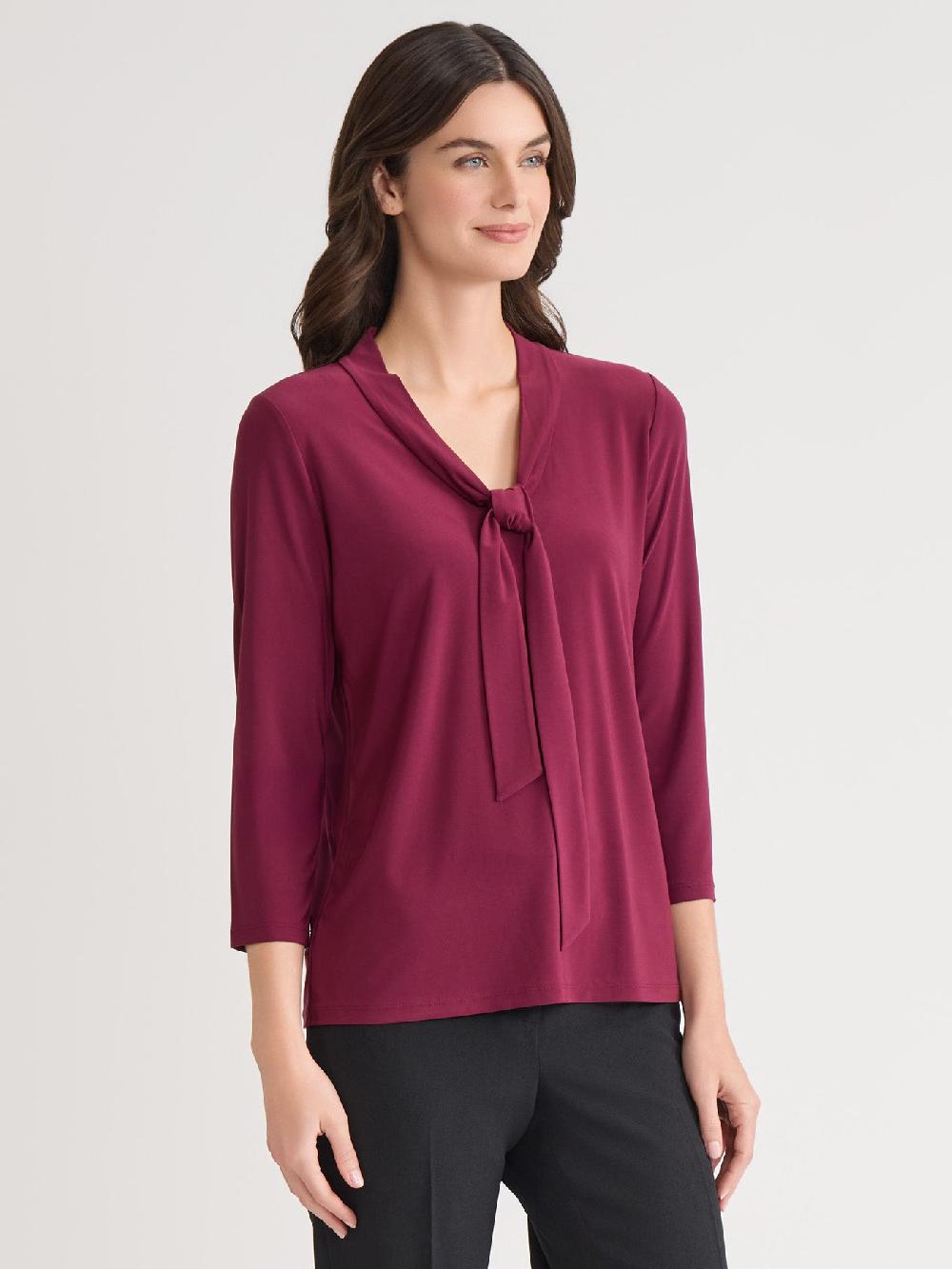Kasper Plus Tie Neck Top Everyday Knit