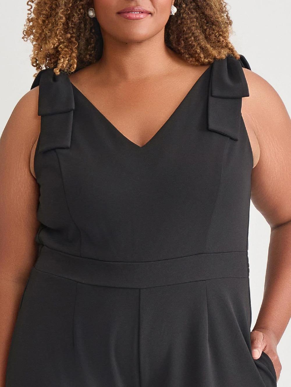 Kasper Plus Tie Strap Jumpsuit Black