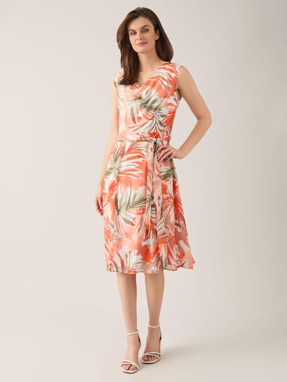 kasper Plus Watercolor Cowl Neck Dress Soft Drape