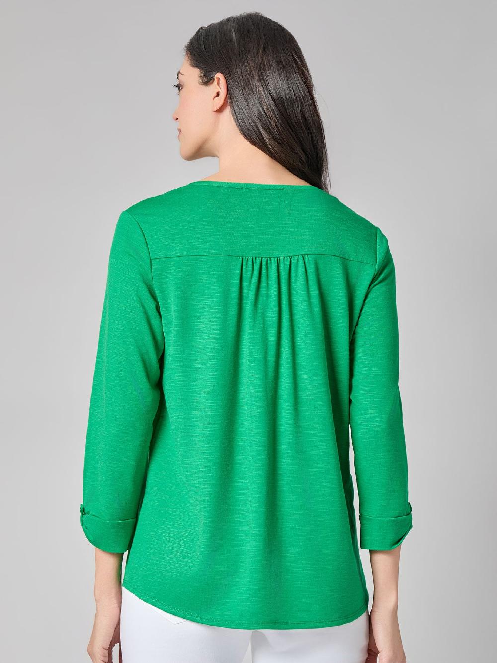 Kasper Plus Y-Neck Blouse