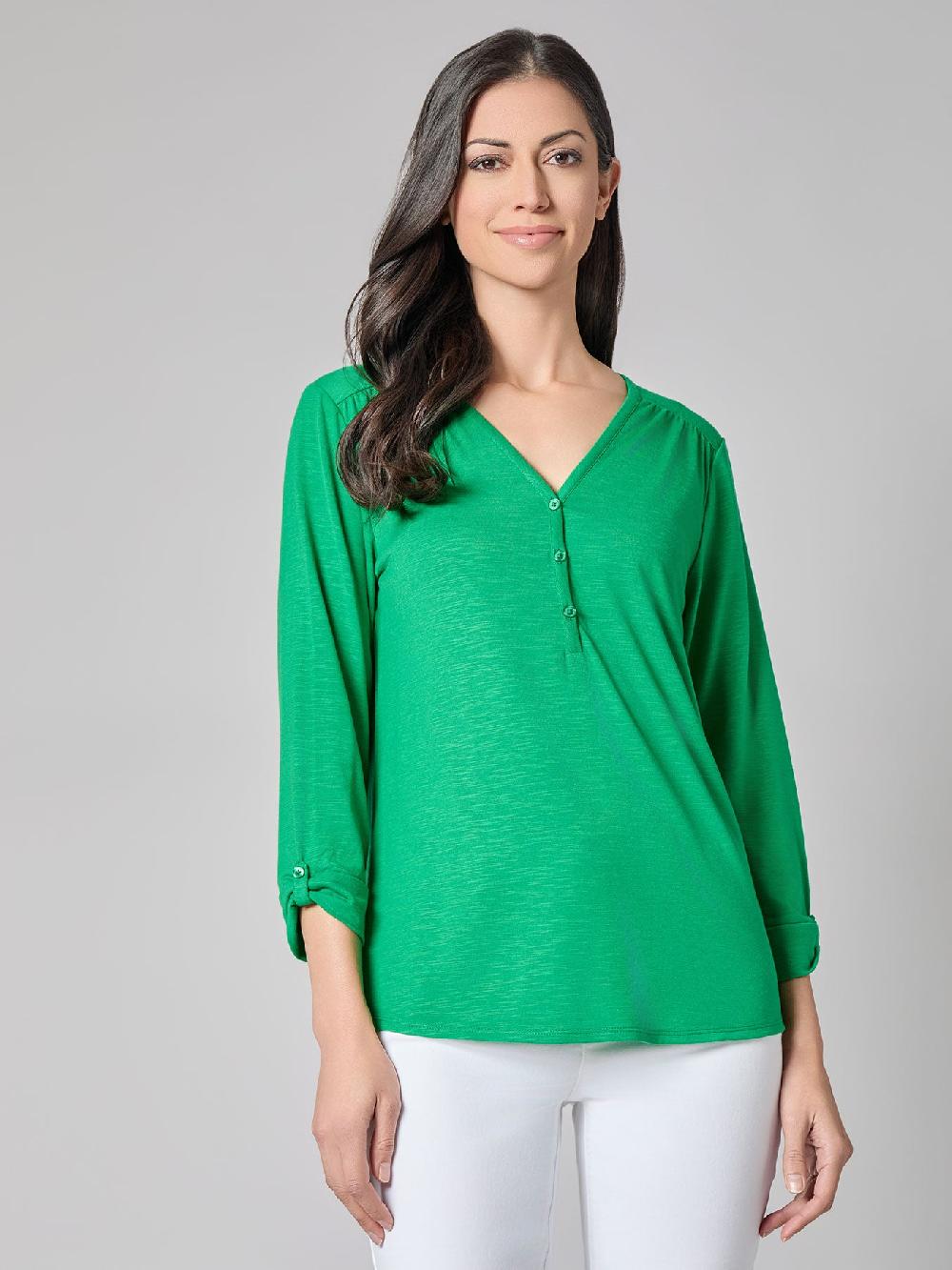 kasper Plus Y-Neck Blouse