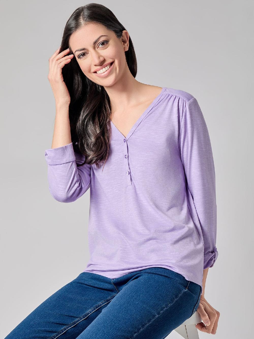 Kasper Plus Y-Neck Blouse