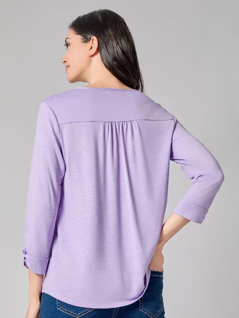 Kasper Plus Y-Neck Blouse