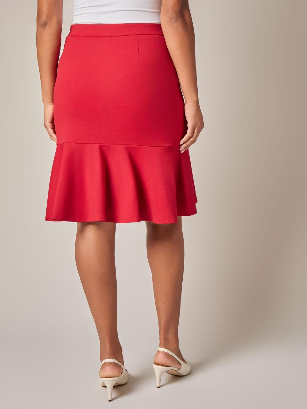 Kasper Pull-On Flare Skirt Crimson