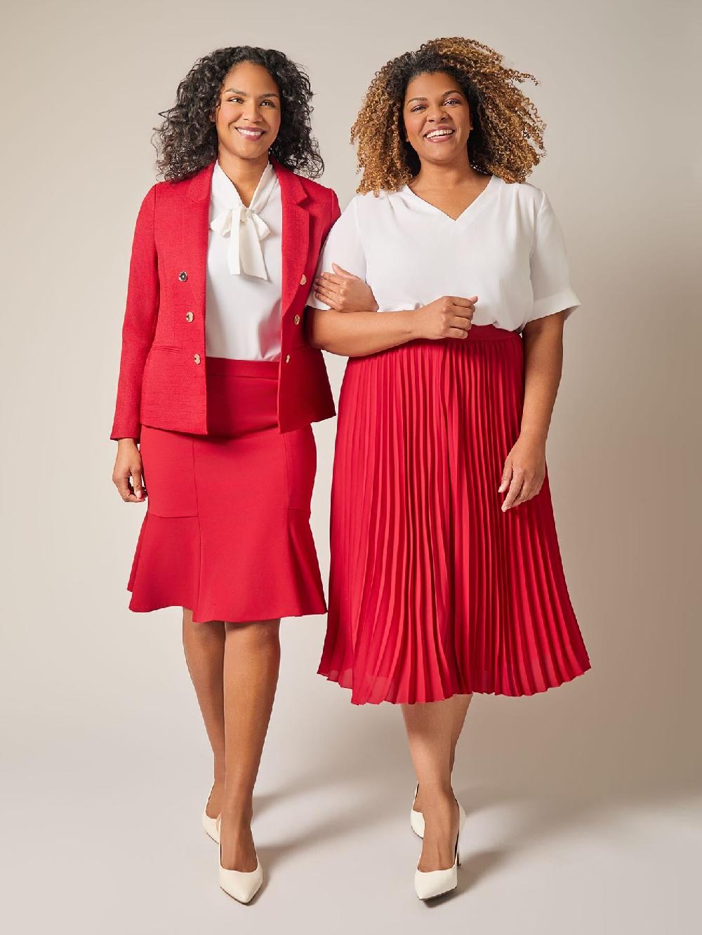 Kasper Pull-On Flare Skirt Crimson