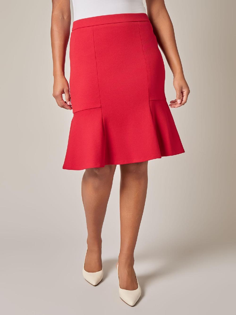 kasper Pull-On Flare Skirt Crimson