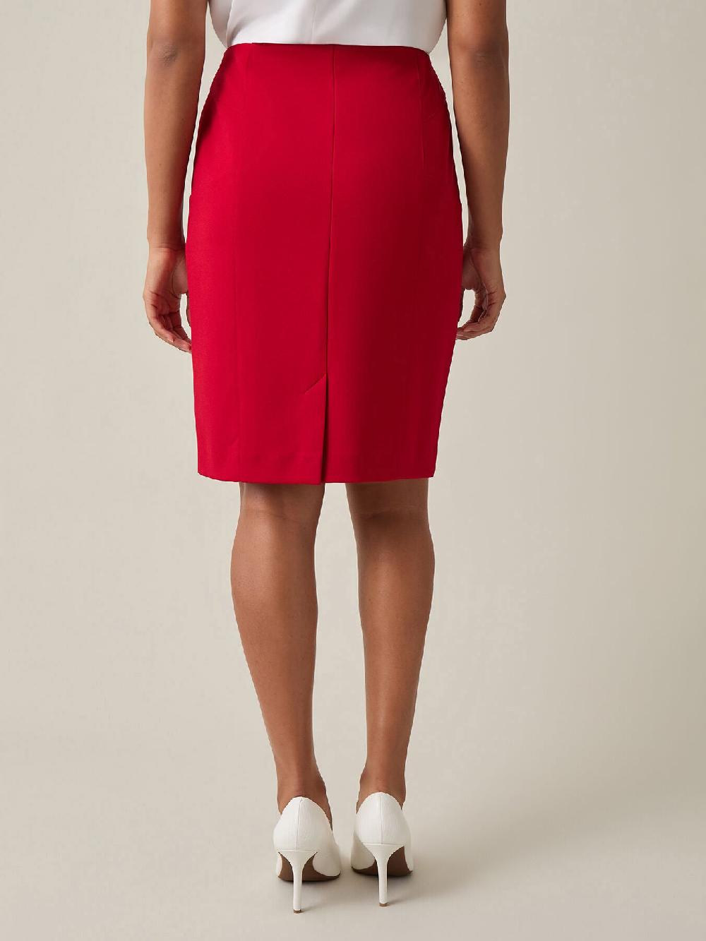 Kasper Pull-On Knee-Length Skirt Crimson