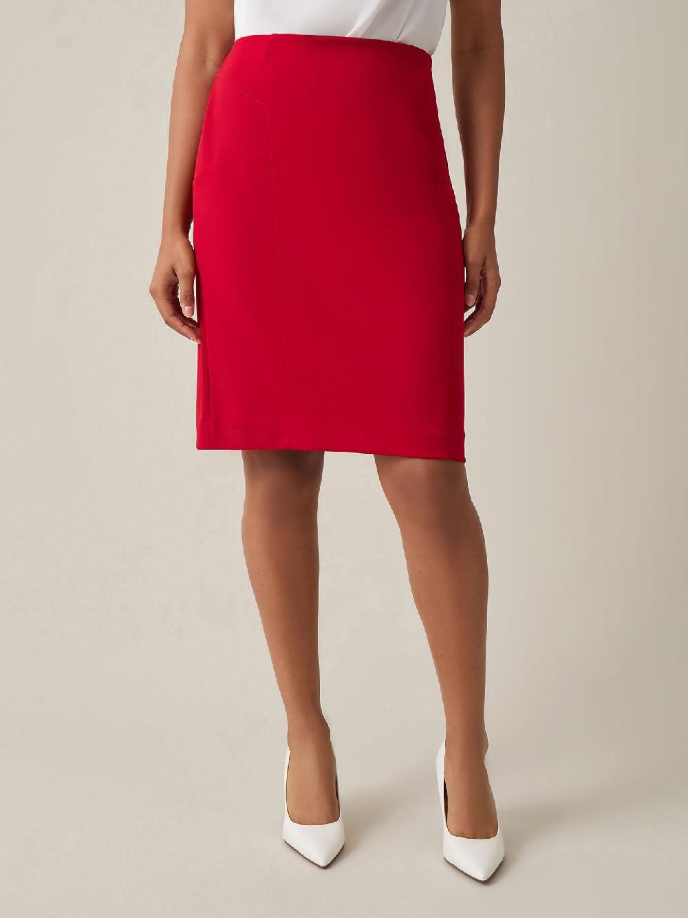 kasper Pull-On Knee-Length Skirt Crimson