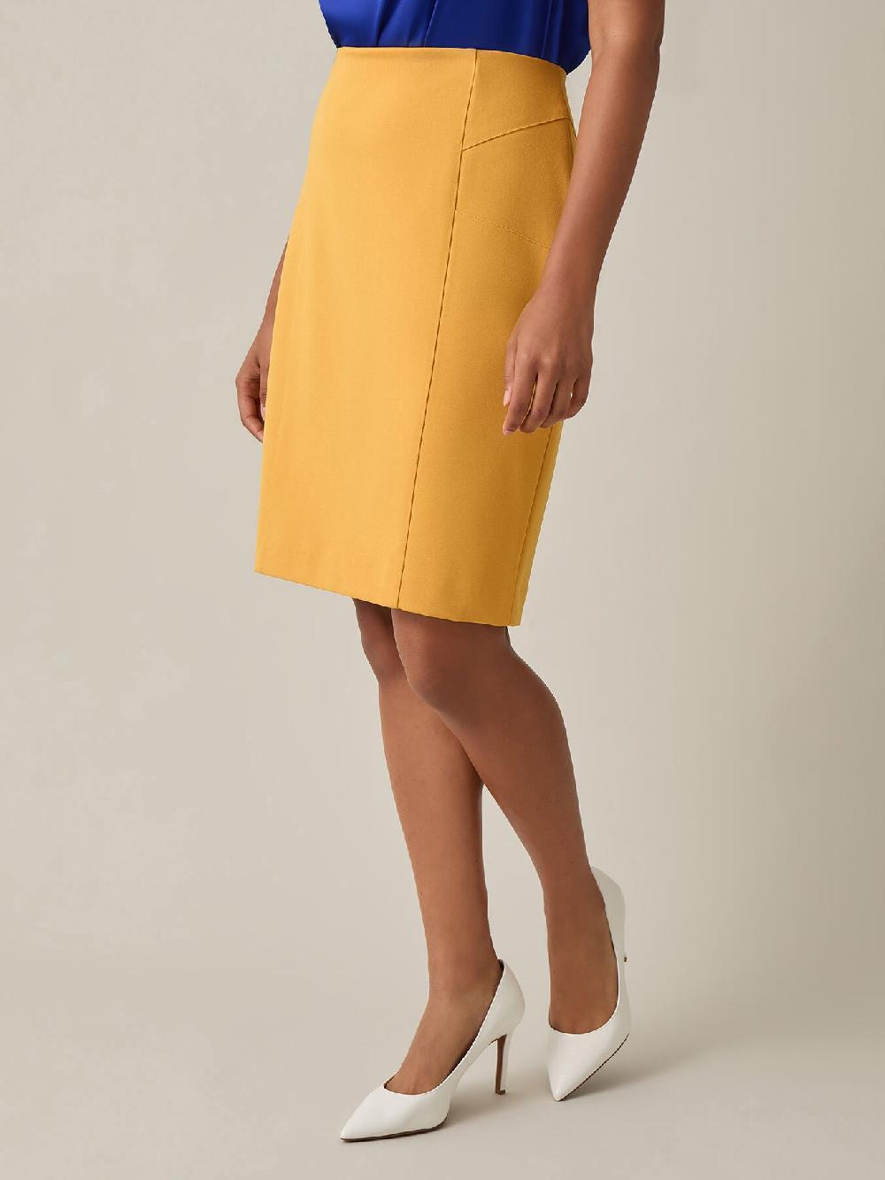 Kasper Pull-On Knee-Length Skirt Gold Signature