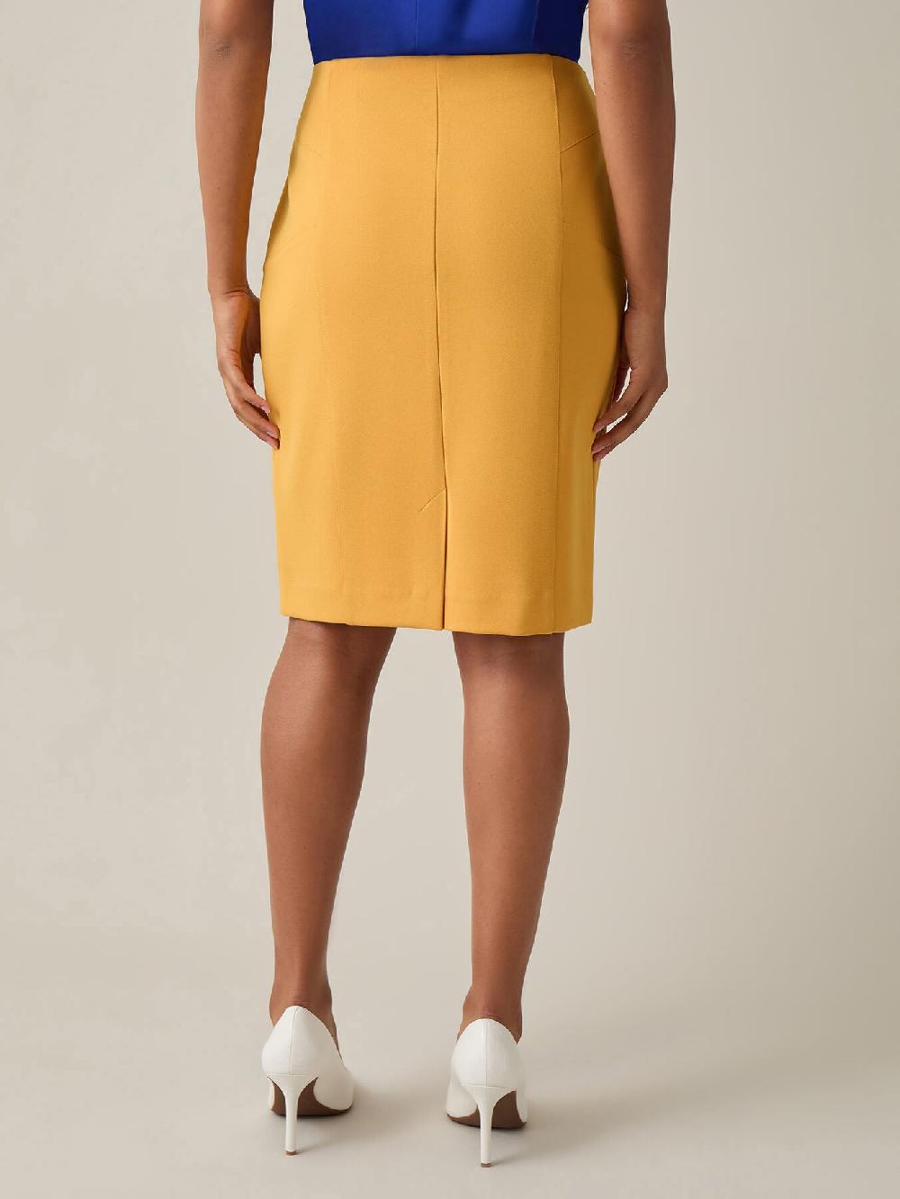 Kasper Pull-On Knee-Length Skirt Gold Signature