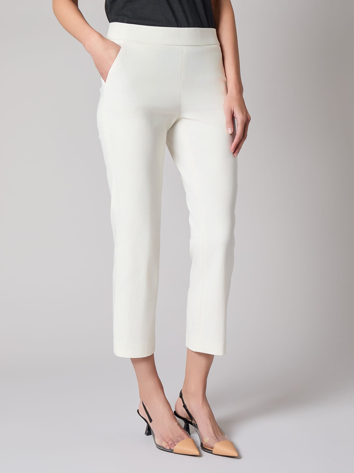 kasper Pull-On Straight Crop Pant Stretch Twill