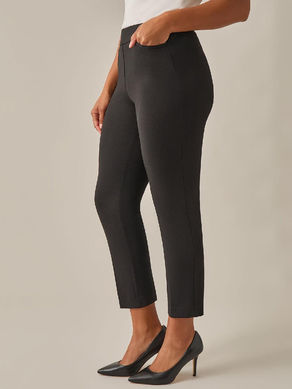Kasper Pull-On Straight Leg Ankle Pants Black
