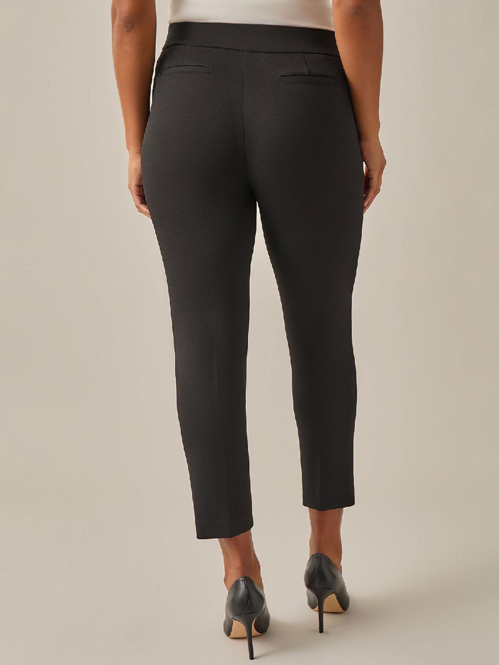 Kasper Pull-On Straight Leg Ankle Pants Black