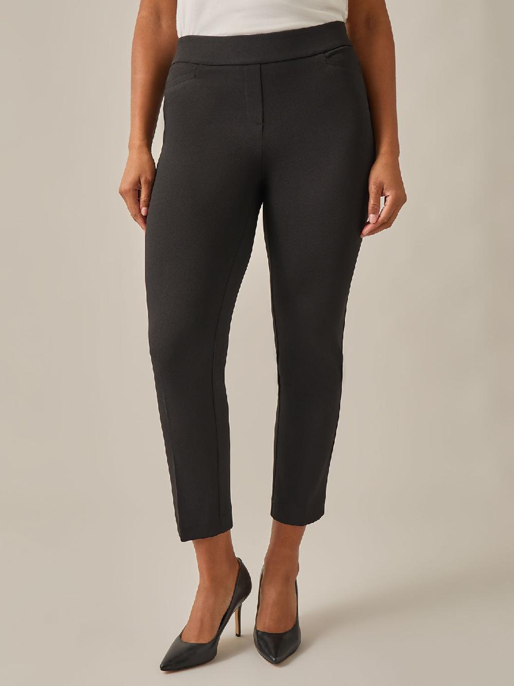 kasper Pull-On Straight Leg Ankle Pants Black
