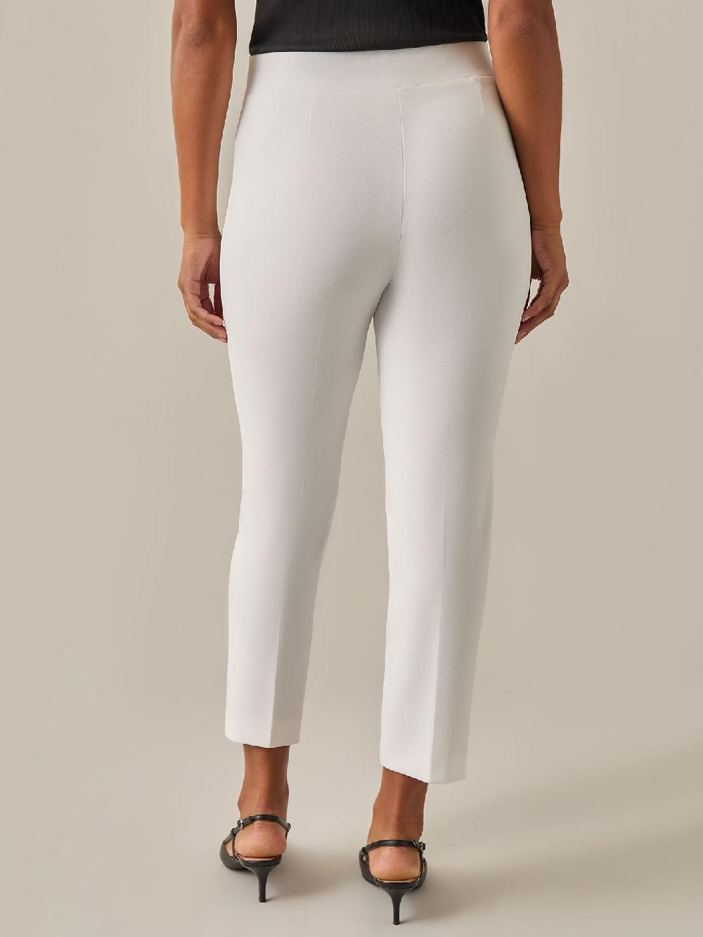 Kasper Pull-On Straight Leg Ankle Pants White