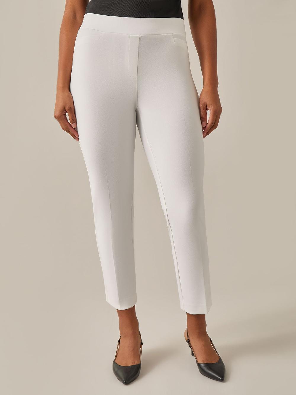 kasper Pull-On Straight Leg Ankle Pants White