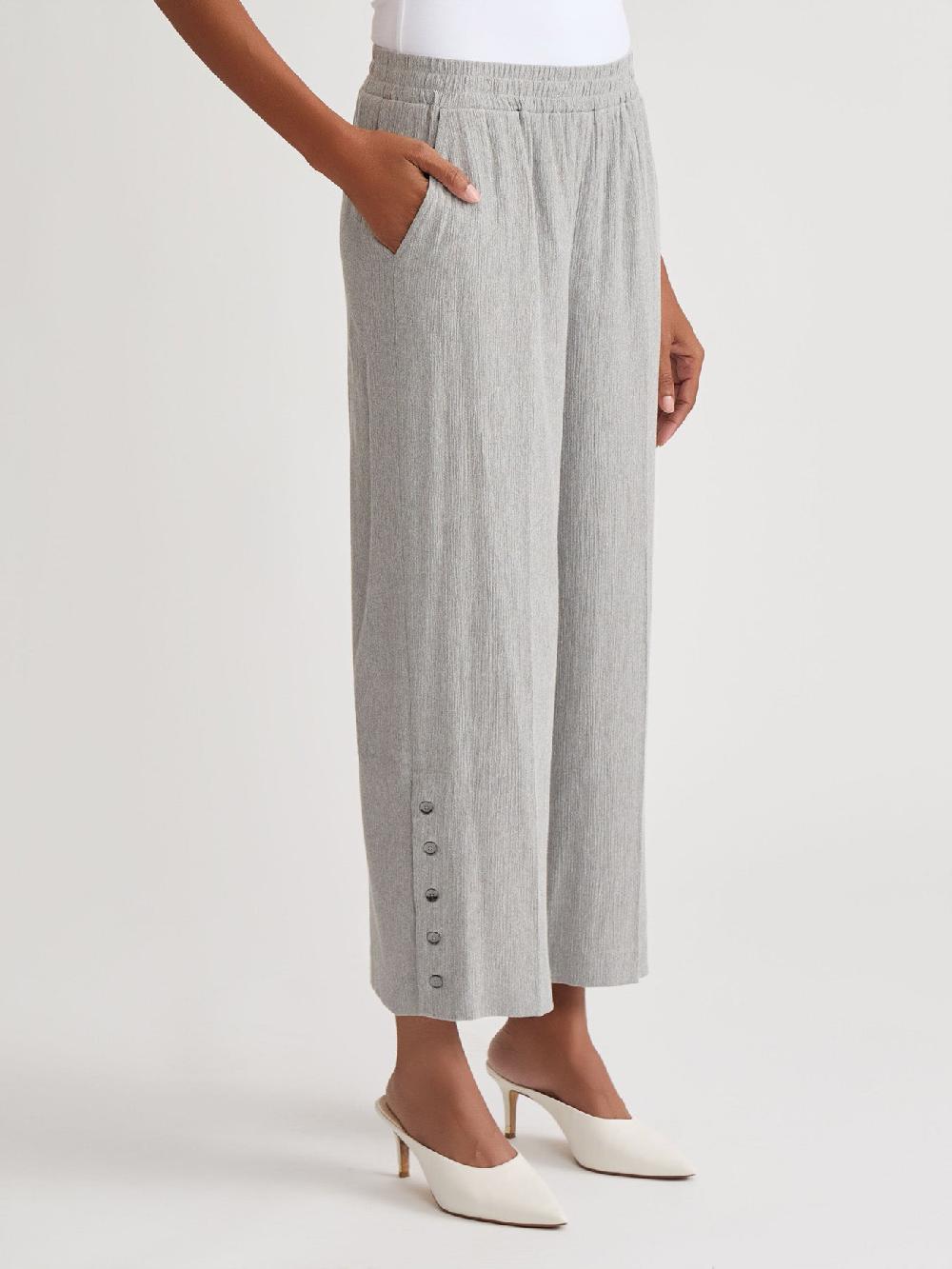 Kasper Pull-On Wide Leg Crop Pant Crinkle Woven