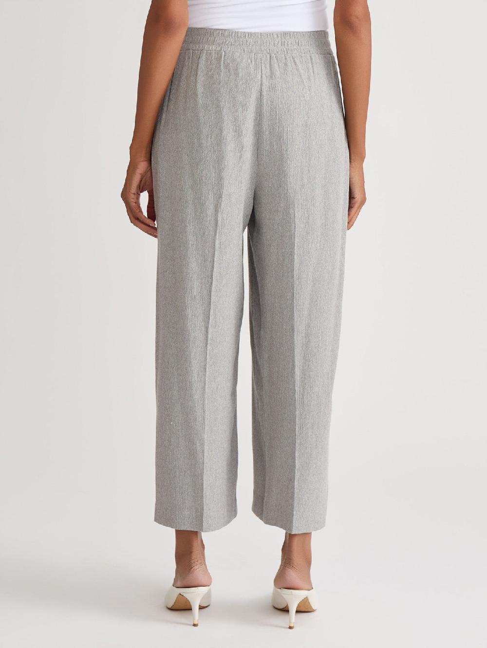 Kasper Pull-On Wide Leg Crop Pant Crinkle Woven