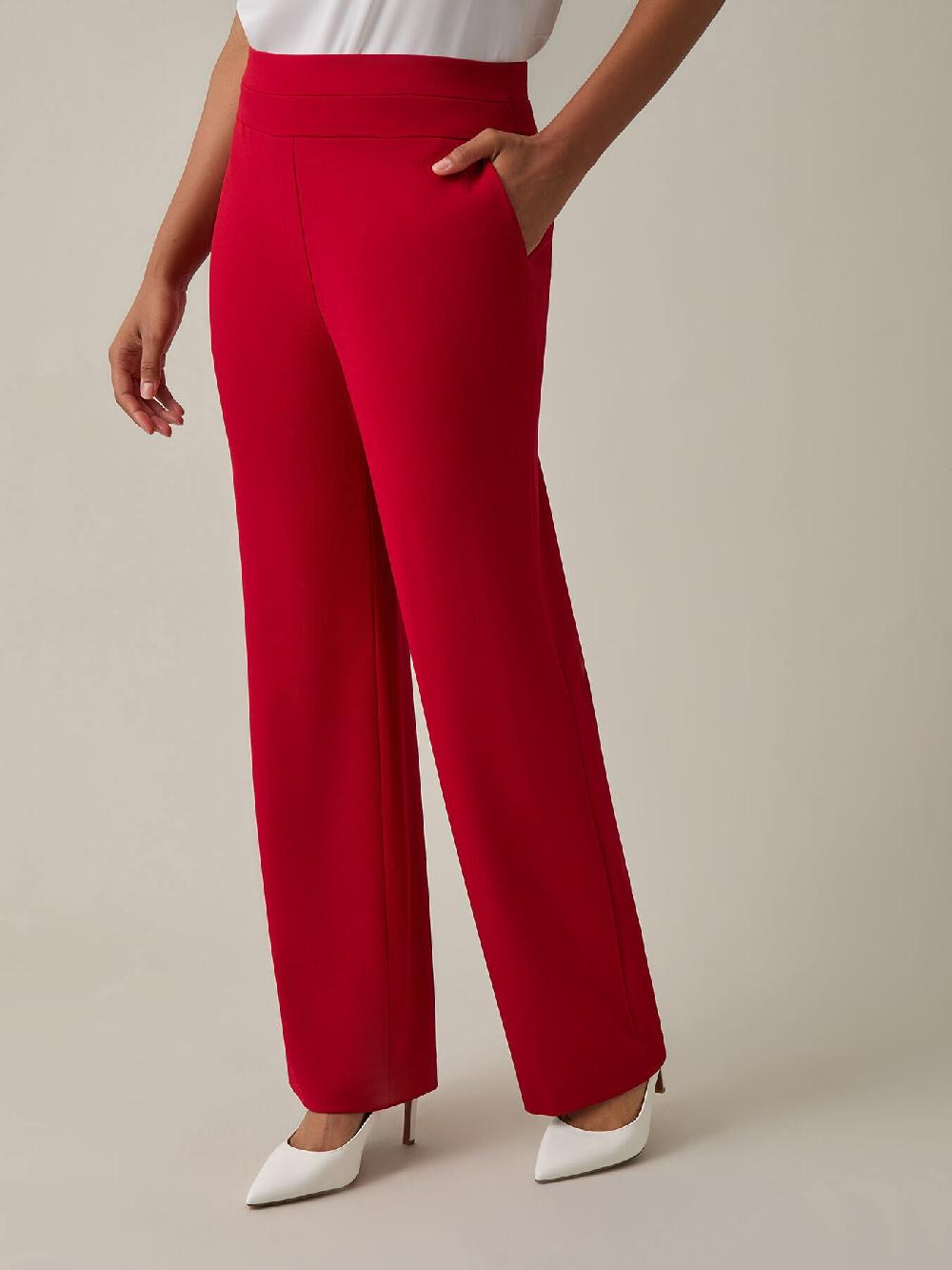 Kasper Pull-On Wide Leg Pants Crimson